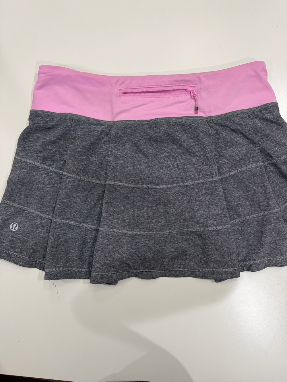 lululemon athletica Gray Skort with Pink Waistband and Zip Pocket